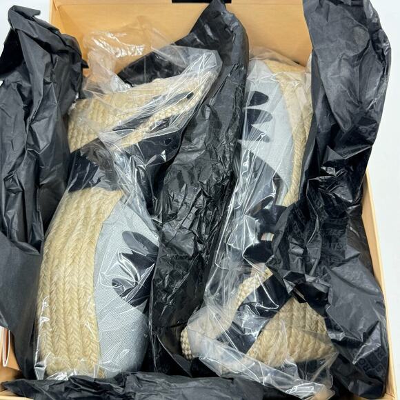 NWT ROCHAS Ice-Gray Espadrilles Platform Wedges w/ Ribbons - Size 37 - Picture 10 of 11